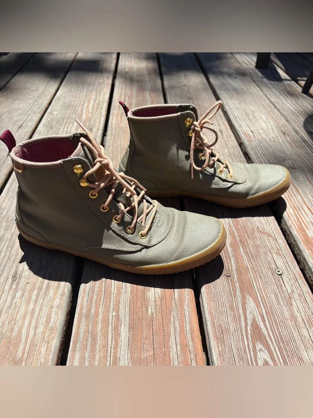 Keds Olive Splash Canvas Ankle Boot W9.5